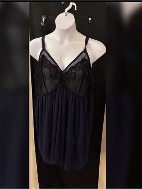 torrid Navy Lace & Mesh Chemise with Adjustable Straps